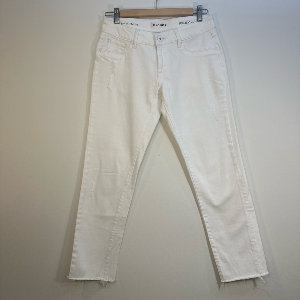 DL1961 Riley Boyfriend Size 25 Straight Distressed Denim Jeans White Walters
